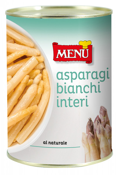 Asparagi bianchi lessati (Weißer Spargel im Ganzen, gegart)