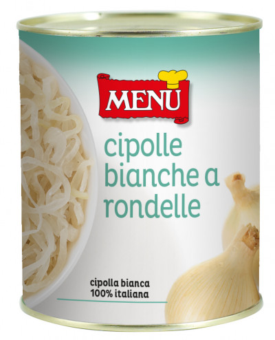 Cipolle bianche a rondelle (Weiße Zwiebeln in Scheiben)