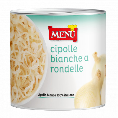 Cipolle bianche a rondelle (Weiße Zwiebeln in Scheiben)