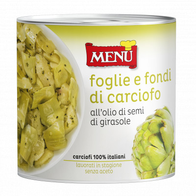 Foglie e fondi di carciofo in olio di semi di girasole