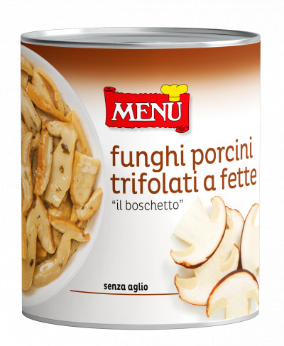 Funghi Porcini „Boschetto“ a fette trifolati (In Scheiben geschnittene und gedünstete Steinpilze)