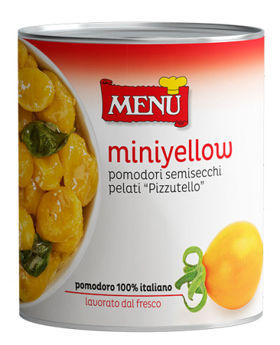 Mini Yellow pomodori semisecchi pelati Pizzutello (halbgetrocknete geschälte Pizzutello Tomaten)