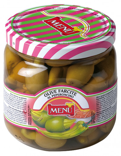 Olive farcite al peperoncino (Oliven, mit Chilischote gefüllt)