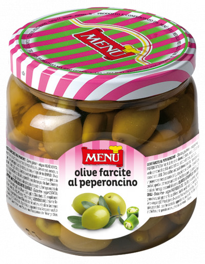 Olive farcite al peperoncino (Oliven, mit Chilischote gefüllt)