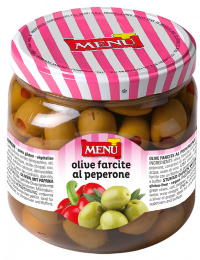 Olive farcite al peperone (Oliven, mit Paprika gefüllt)