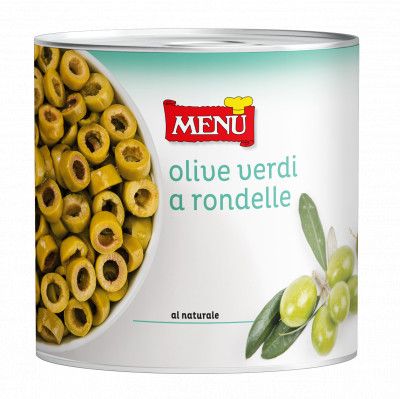 Olive verdi a rondelle (Grüne Oliven in Scheiben)