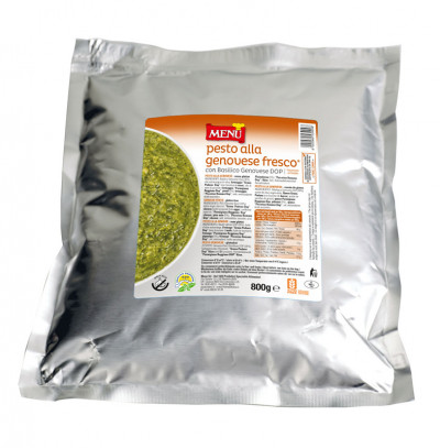 Pesto alla genovese fresco con Basilico Genovese DOP (Frisches Pesto "alla Genovese" mit Basilikum aus Genua g.u.)