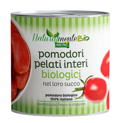 Pomodori pelati interi biologici nel loro succo