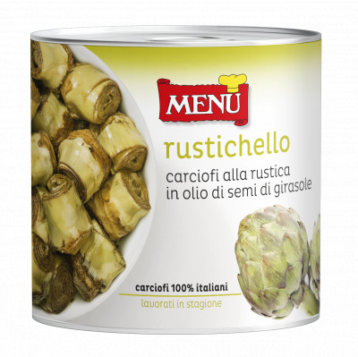 Rustichello carciofi alla rustica in olio di semi di girasole (Artischocken nach Bauernart in Sonnenblumenöl)