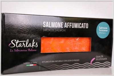 Salmone scozzese affumicato preaffettato (Scottischer Räucherlachs, vorgeschnitten)
