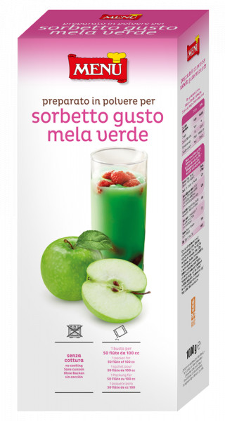 Sorbetto gusto mela verde (Sorbet mit Grüner-Apfel-Geschmack)