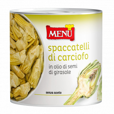 Spaccatelli di carciofo in olio di semi di girasole (Geviertelte Artischockenspalten in Sonnenblumenöl)