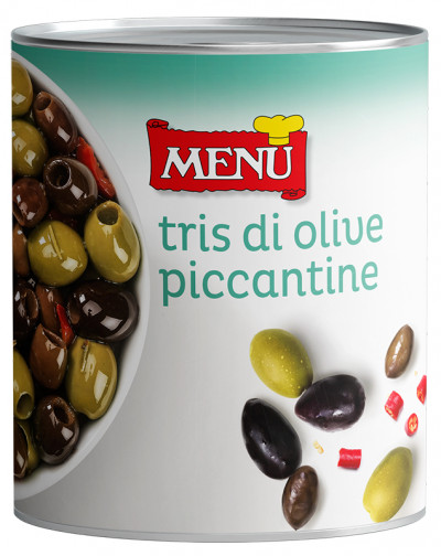 Tris di olive piccantine (Dreierlei Oliven, pikant)